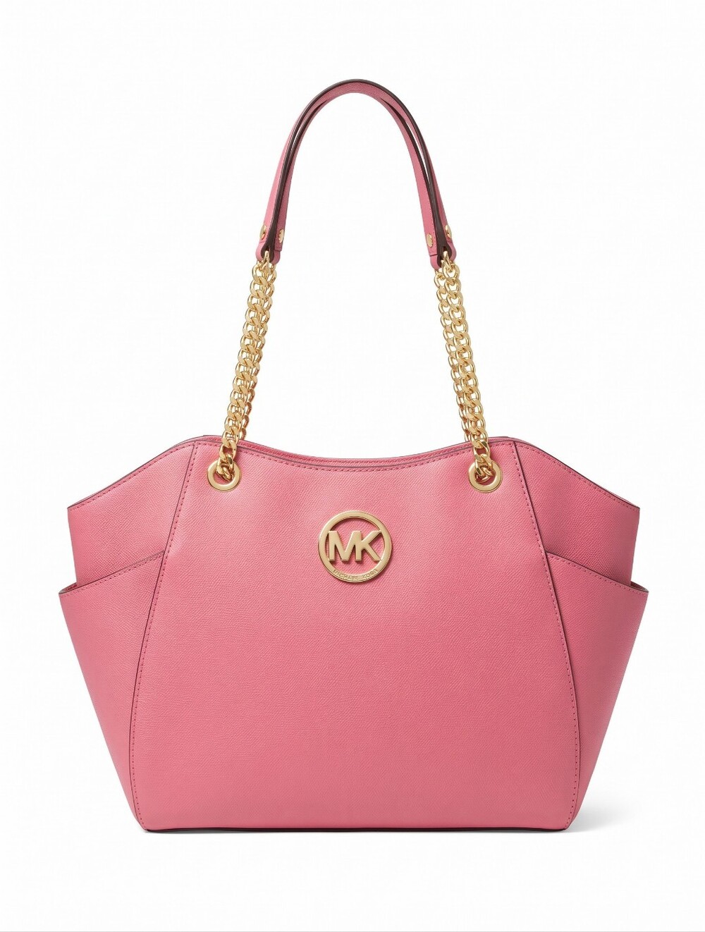 Michael Kors Pink Saffiano Tote with Gold Chain Handles